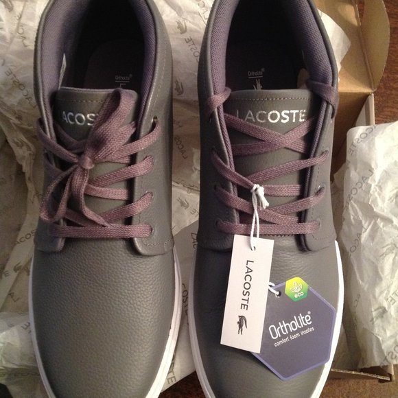Lacoste Men's Asparta Gray Leather Sneakers - 11.5 - New in Box